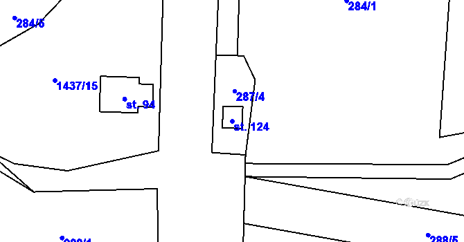Parcela st. 124 v KÚ Tylov, Katastrální mapa
