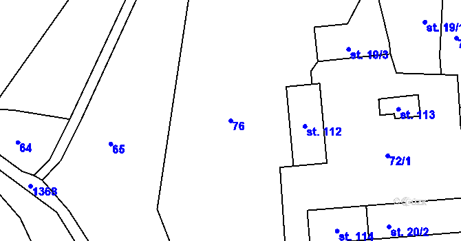 Parcela st. 76 v KÚ Tylov, Katastrální mapa