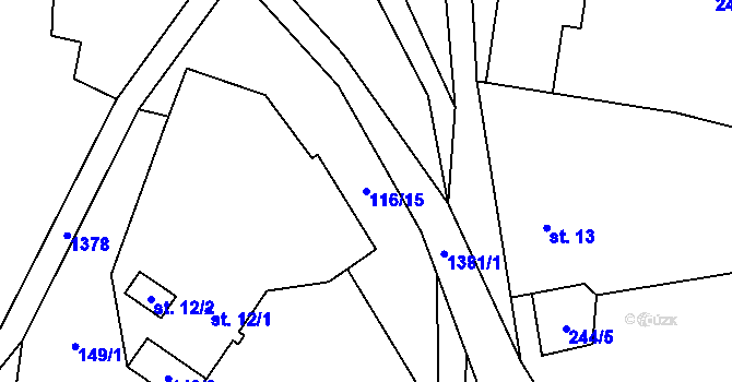 Parcela st. 116/15 v KÚ Tylov, Katastrální mapa