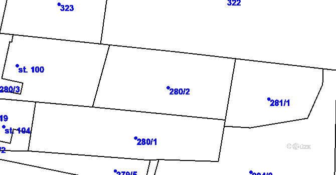 Parcela st. 280/2 v KÚ Tylov, Katastrální mapa