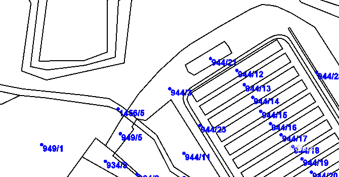 Parcela st. 944/3 v KÚ Tylov, Katastrální mapa