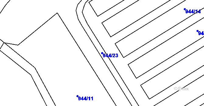 Parcela st. 944/23 v KÚ Tylov, Katastrální mapa
