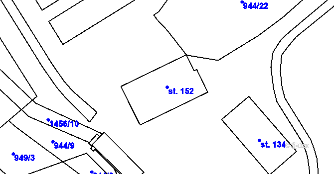Parcela st. 152 v KÚ Tylov, Katastrální mapa