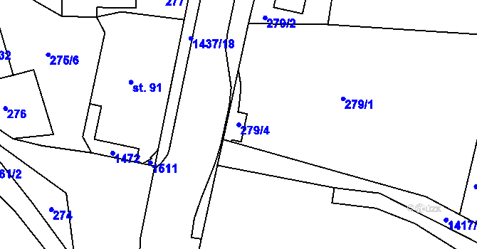 Parcela st. 279/4 v KÚ Tylov, Katastrální mapa