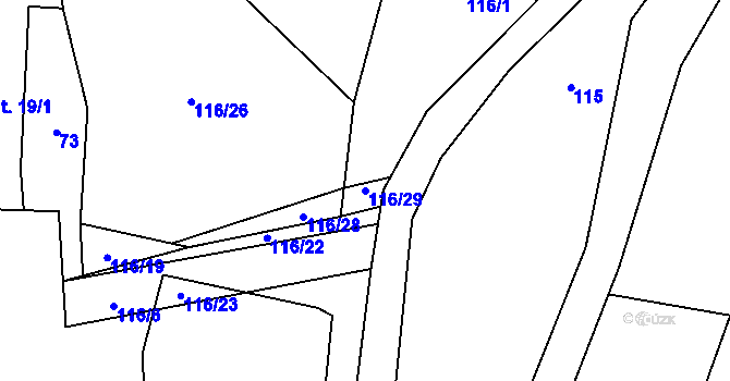 Parcela st. 116/29 v KÚ Tylov, Katastrální mapa