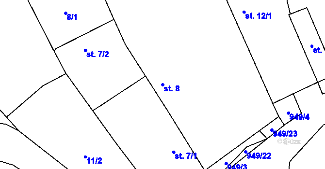 Parcela st. 8 v KÚ Frahelž, Katastrální mapa