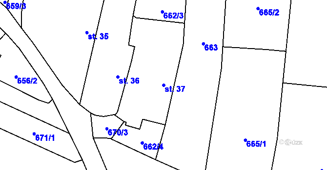 Parcela st. 37 v KÚ Frahelž, Katastrální mapa