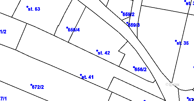 Parcela st. 42 v KÚ Frahelž, Katastrální mapa