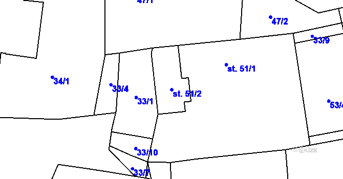 Parcela st. 51/2 v KÚ Frahelž, Katastrální mapa