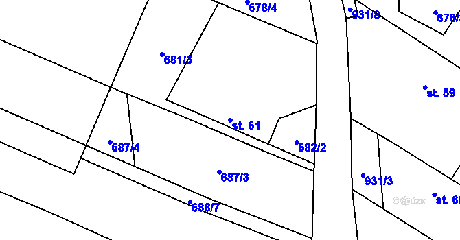 Parcela st. 61 v KÚ Frahelž, Katastrální mapa