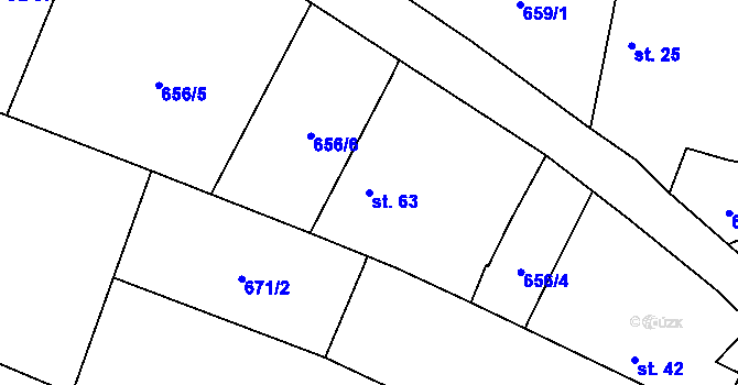Parcela st. 63 v KÚ Frahelž, Katastrální mapa