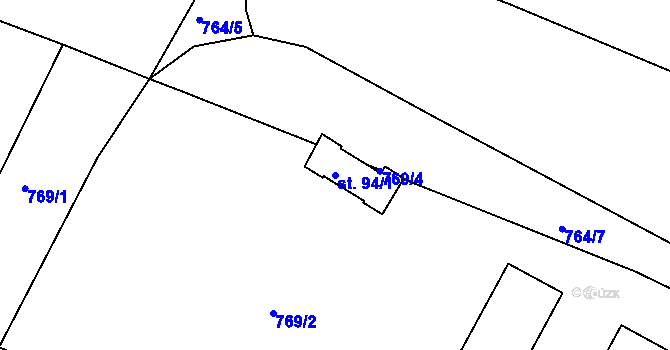 Parcela st. 94/1 v KÚ Frahelž, Katastrální mapa