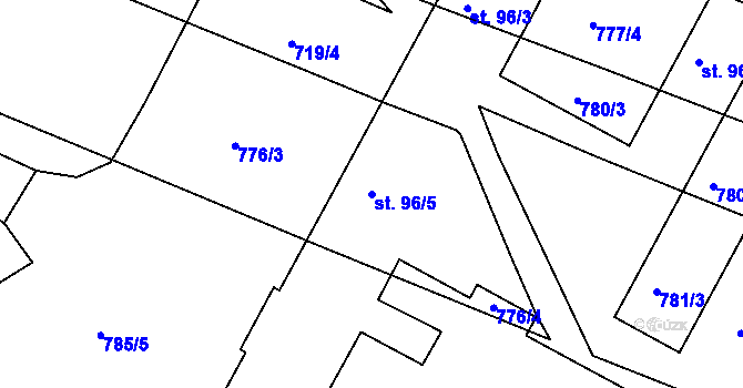 Parcela st. 96/5 v KÚ Frahelž, Katastrální mapa