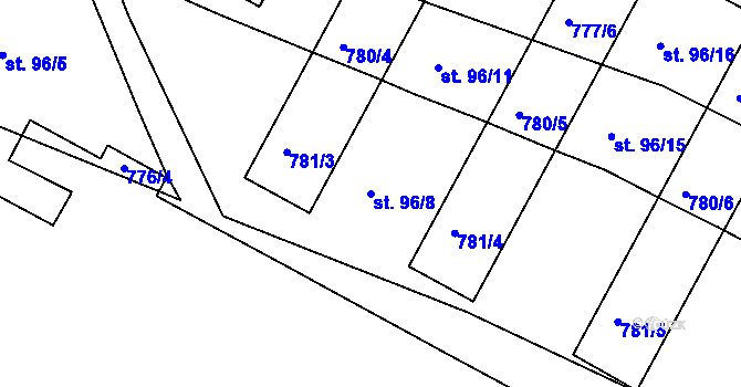 Parcela st. 96/8 v KÚ Frahelž, Katastrální mapa