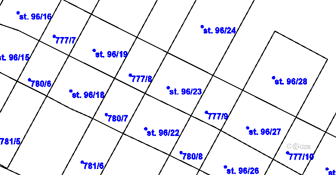 Parcela st. 96/23 v KÚ Frahelž, Katastrální mapa