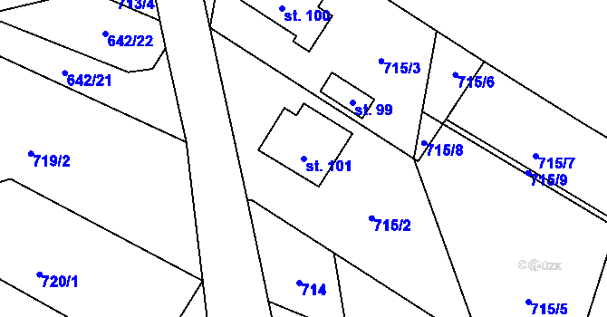 Parcela st. 101 v KÚ Frahelž, Katastrální mapa