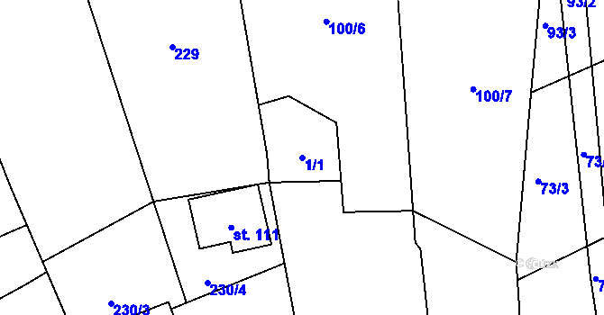Parcela st. 1/1 v KÚ Frahelž, Katastrální mapa