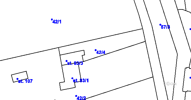 Parcela st. 42/4 v KÚ Frahelž, Katastrální mapa