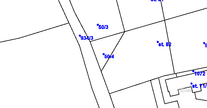 Parcela st. 50/4 v KÚ Frahelž, Katastrální mapa