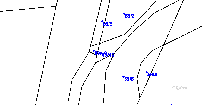 Parcela st. 59/11 v KÚ Frahelž, Katastrální mapa