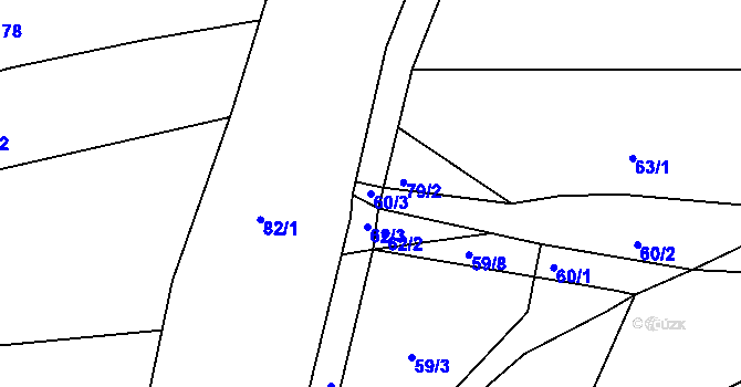 Parcela st. 60/3 v KÚ Frahelž, Katastrální mapa