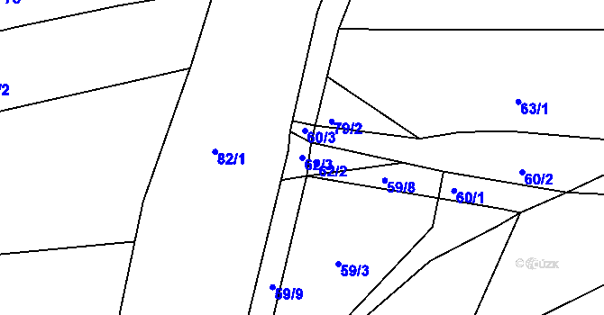 Parcela st. 62/3 v KÚ Frahelž, Katastrální mapa