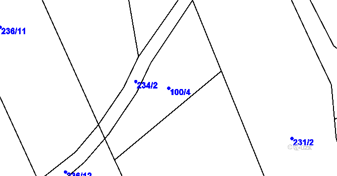 Parcela st. 100/4 v KÚ Frahelž, Katastrální mapa