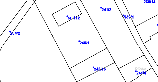 Parcela st. 245/1 v KÚ Frahelž, Katastrální mapa