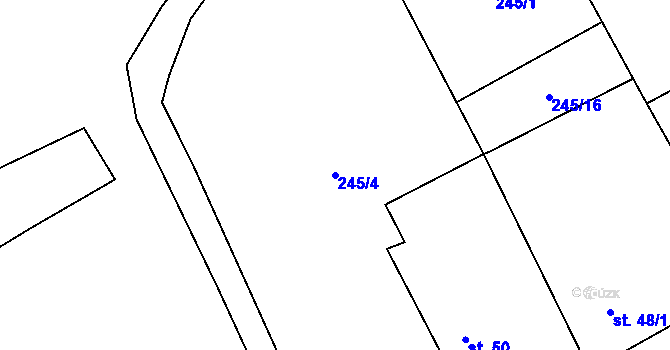 Parcela st. 245/4 v KÚ Frahelž, Katastrální mapa