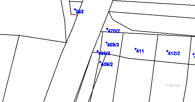 Parcela st. 406/2 v KÚ Frahelž, Katastrální mapa