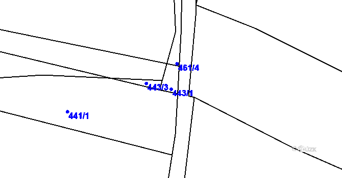 Parcela st. 443/1 v KÚ Frahelž, Katastrální mapa