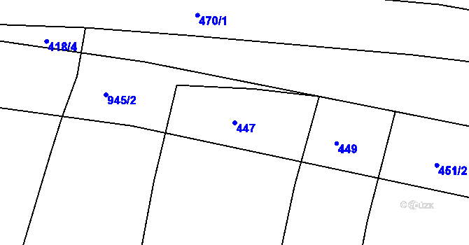 Parcela st. 447 v KÚ Frahelž, Katastrální mapa