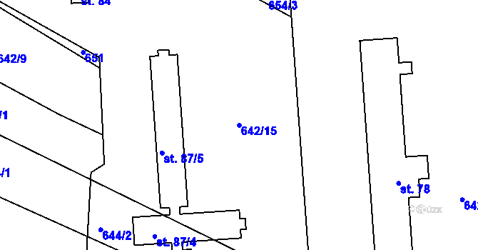 Parcela st. 642/15 v KÚ Frahelž, Katastrální mapa