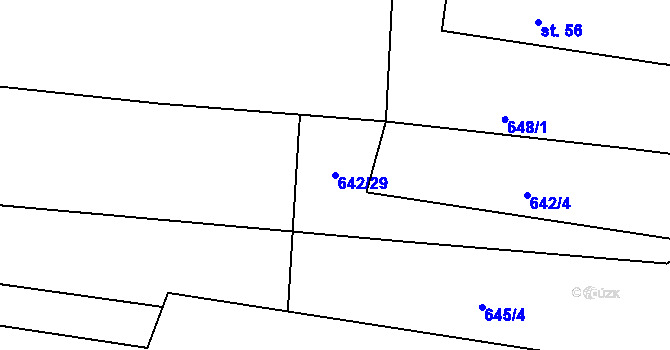 Parcela st. 642/29 v KÚ Frahelž, Katastrální mapa