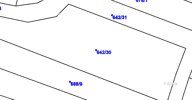 Parcela st. 642/30 v KÚ Frahelž, Katastrální mapa