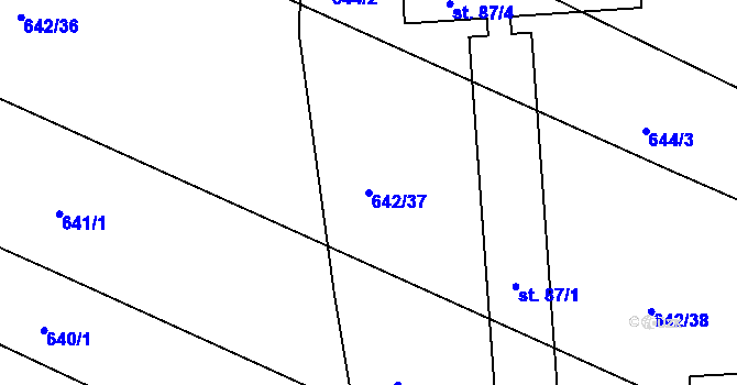 Parcela st. 642/37 v KÚ Frahelž, Katastrální mapa