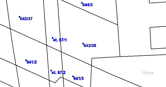 Parcela st. 642/38 v KÚ Frahelž, Katastrální mapa