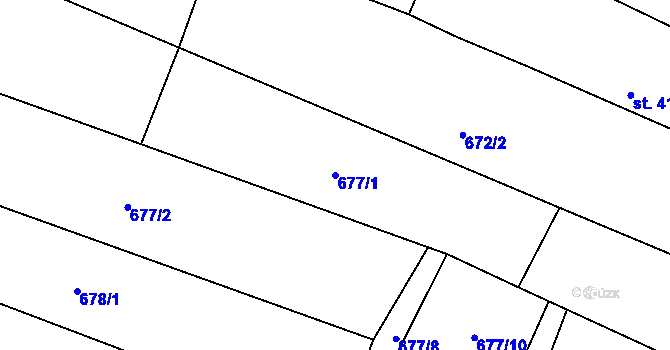 Parcela st. 677/1 v KÚ Frahelž, Katastrální mapa