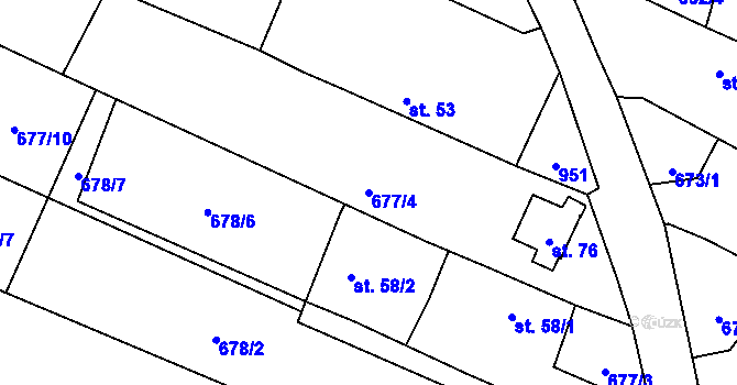 Parcela st. 677/4 v KÚ Frahelž, Katastrální mapa