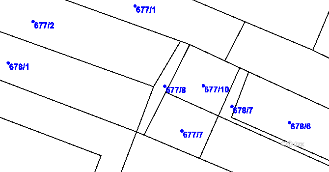 Parcela st. 677/8 v KÚ Frahelž, Katastrální mapa