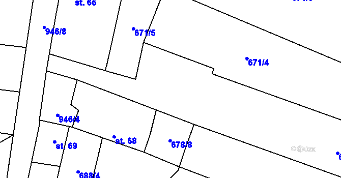 Parcela st. 677/9 v KÚ Frahelž, Katastrální mapa