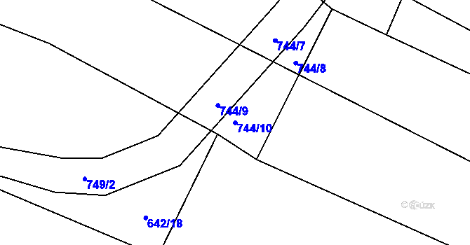 Parcela st. 744/10 v KÚ Frahelž, Katastrální mapa