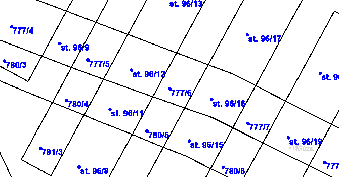 Parcela st. 777/6 v KÚ Frahelž, Katastrální mapa