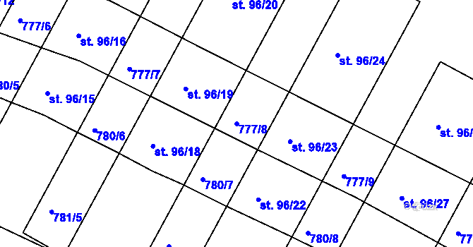 Parcela st. 777/8 v KÚ Frahelž, Katastrální mapa