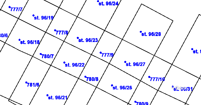Parcela st. 777/9 v KÚ Frahelž, Katastrální mapa