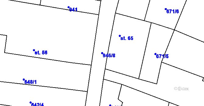 Parcela st. 946/8 v KÚ Frahelž, Katastrální mapa