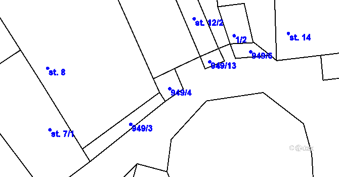 Parcela st. 949/4 v KÚ Frahelž, Katastrální mapa