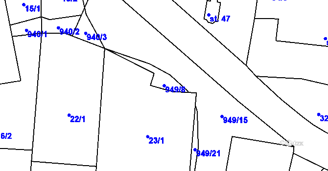Parcela st. 949/8 v KÚ Frahelž, Katastrální mapa
