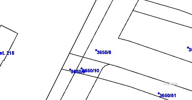 Parcela st. 3650/8 v KÚ Lomnice nad Lužnicí, Katastrální mapa
