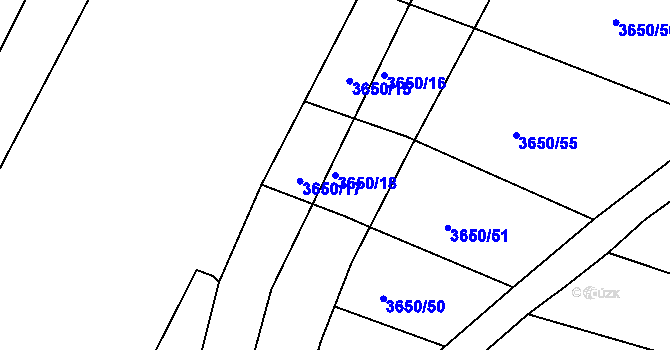 Parcela st. 3650/18 v KÚ Lomnice nad Lužnicí, Katastrální mapa